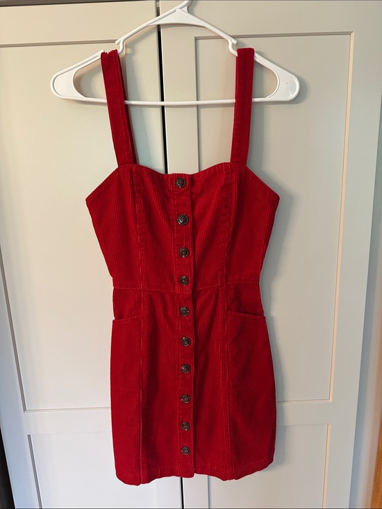Forever 21 Dresses & Skirts - Forever 21 Red Corduroy Button-Front Mini Dress